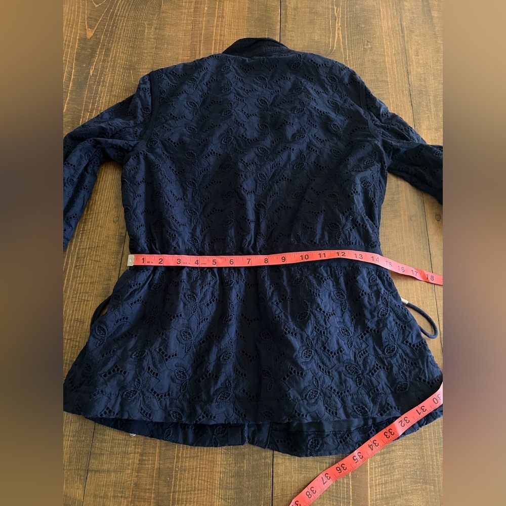 GAP Women’s XS Navy Blue Eyelet Lace Jacket Drawstring Waist Utility - Picture 7 of 9